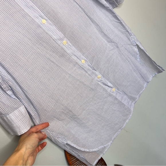 J Crew Blue White Stripe Button Up Light Tunic Shirt Dress - Picture 5 of 9